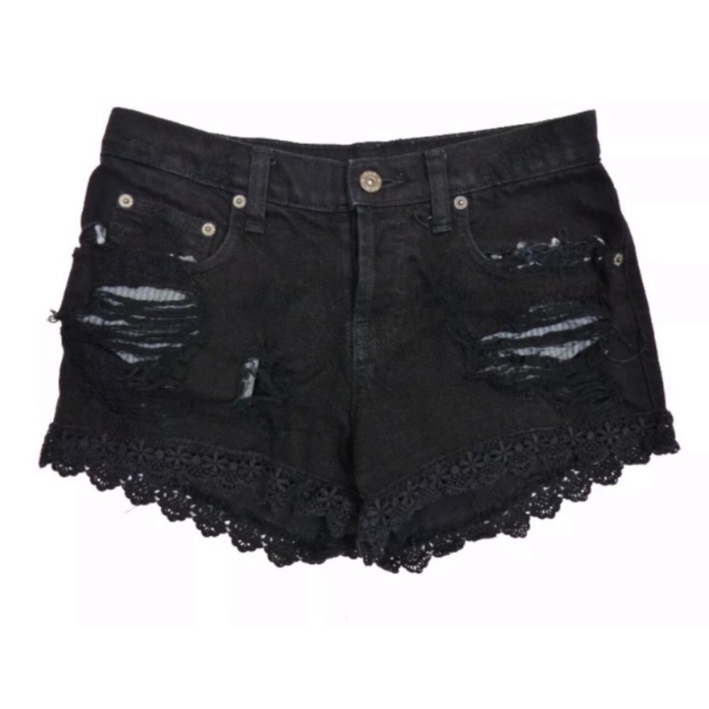 Carmar black shorts with lace trim